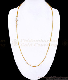 30 Inch Long Latest White Stone Ball Design Micro Gold Plated Mugappu Thali Chain MCH1889-Lg 30 Inch Long Latest White Stone Ball Design Micro Gold Plated Mugappu Thali Chain MCH1889-Lg