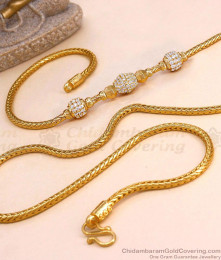 Regular Use 1 Gram Gold Ball Mugappu White Stone Design MCH1890