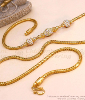 Regular Use 1 Gram Gold Ball Mugappu White Stone Design MCH1890