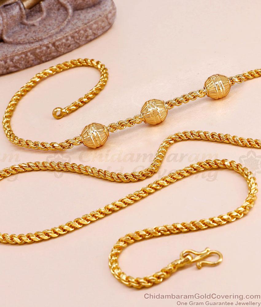 30 Inch Long One Gram Gold Murukku Thali Chain Ball Design Mugappu MCH1894-Lg