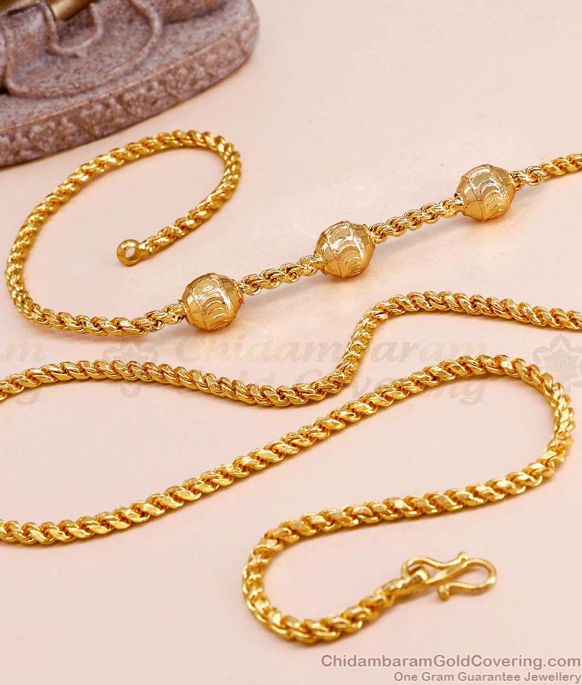 30 Inch Long Traditional Gold Imitation Ball Mugappu Saradu Chain Design MCH1895-Lg