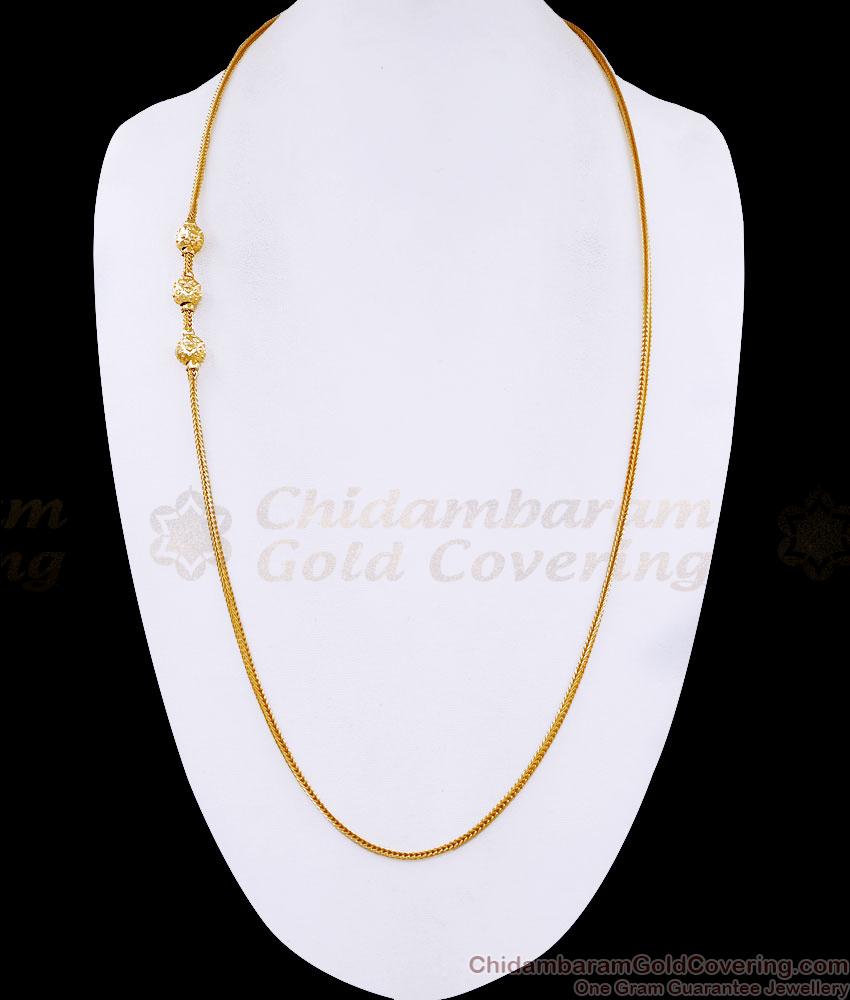 30 Inch Long New Model Triple Ball Plain Gold Mugappu Thali Chain MCH1896-Lg