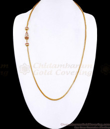 30 Inch Long Ruby White Stone Side Pendant Gold Mugappu For Women MCH1897-LG