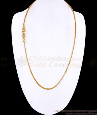 30 Inch Long Elegant Spiral Design White Stone Ball Mugappu Gold Thali Chain MCH1900-LG