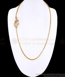 30 Inch Long Full White Stone Peacock Design Gold Plated Mugappu Chain MCH1907-LG