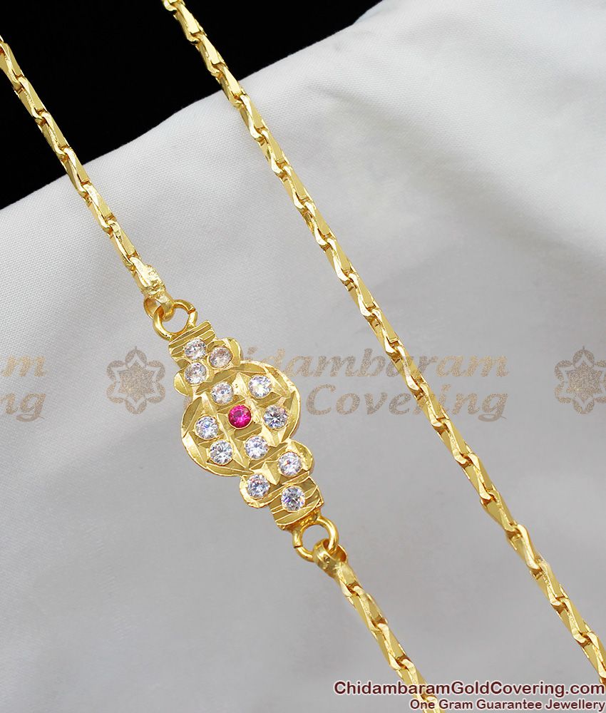 Traditional Impon Multi Color Stone Dollar Mopu Chain For Ladies Online MCH191 Traditional Impon Multi Color Stone Dollar Mopu Chain For Ladies Online MCH191