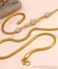 30 Inch Long Beautiful White Stone 3 Ball Gold Mugappu Thali Chain For Women MCH1915-LG