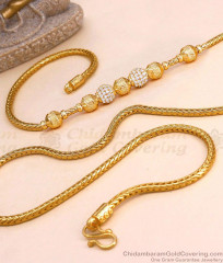30 Inch Long Light Weight Gold Covering Ad Stone Mugappu Chain Ball Design MCH1916-LG