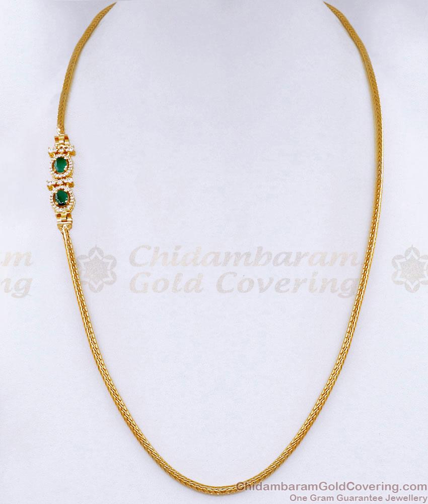 Latest Emerald Gemstone Gold Imitation Mugappu Thali Chain Online MCH1917