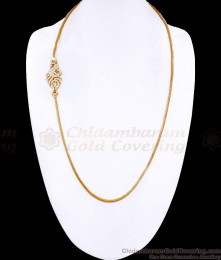 30 Inch Long Beautiful Full White Stone Gold Mugappu Chain Peacock Design MCH1918-LG 30 Inch Long Beautiful Full White Stone Gold Mugappu Chain Peacock Design MCH1918-LG