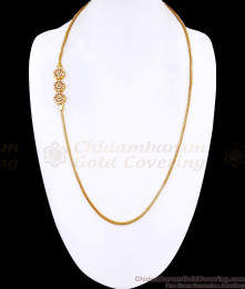 30 Inch Long Full White Stone Triple Flower Pendant Mugappu Chain MCH1927-LG 30 Inch Long Full White Stone Triple Flower Pendant Mugappu Chain MCH1927-LG