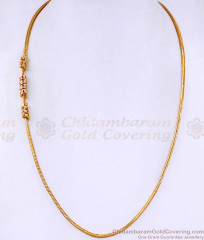 Beautiful Ad Stone Spiral Gold Plated Mugappu Thin Chain MCH1931