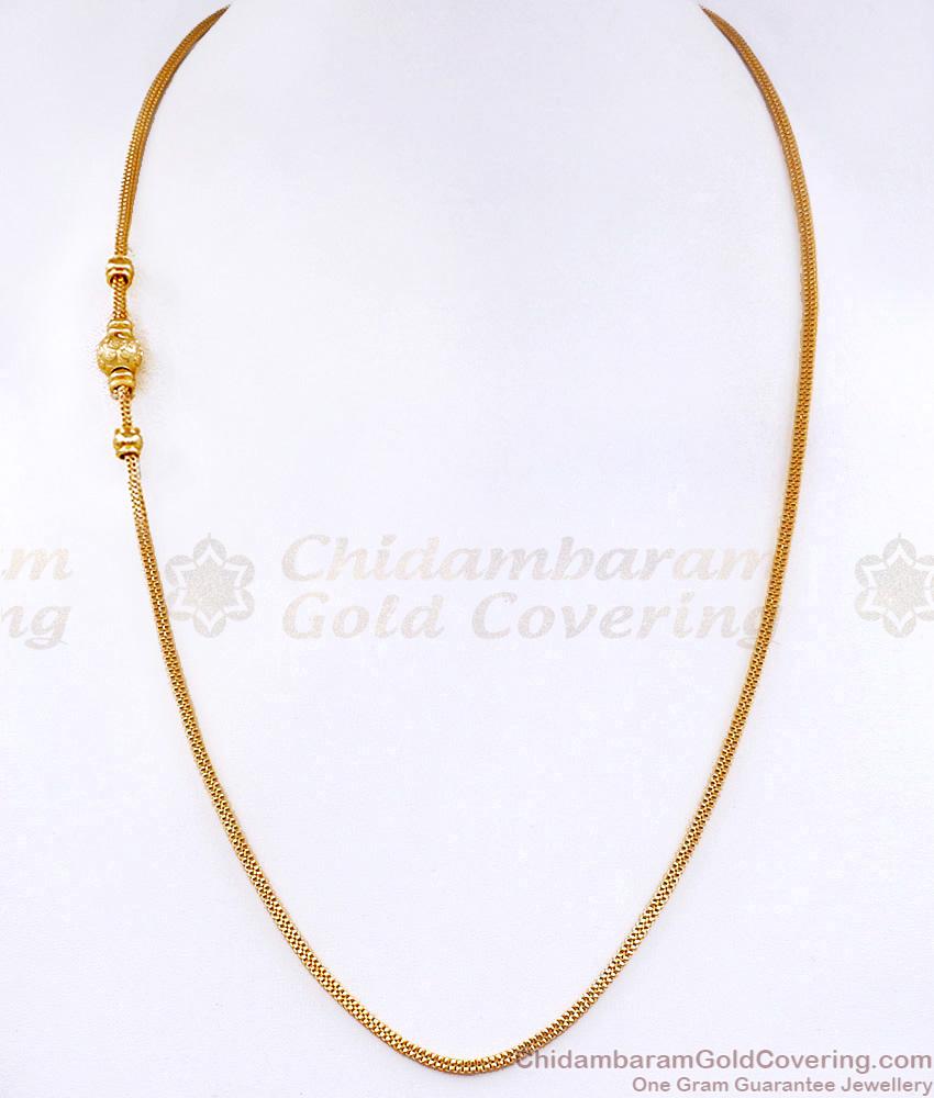 Daily Wear One Gram Gold Plain Mugappu Chain Ball Design MCH1932