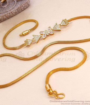 30 Inch Long Attractive White Ad Stone Side Pendant Mugappu Thali Chain MCH1938-LG