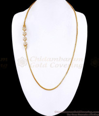 30 Inch Long Stylish Gold Imitation Floral White Stone Mugappu Thali Chain MCH1940-LG 30 Inch Long Stylish Gold Imitation Floral White Stone Mugappu Thali Chain MCH1940-LG
