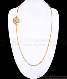 30 Inch Long Elegant White Cz Stone Peacock Gold Mugappu Thali Kodi Chain MCH1945-LG 30 Inch Long Elegant White Cz Stone Peacock Gold Mugappu Thali Kodi Chain MCH1945-LG