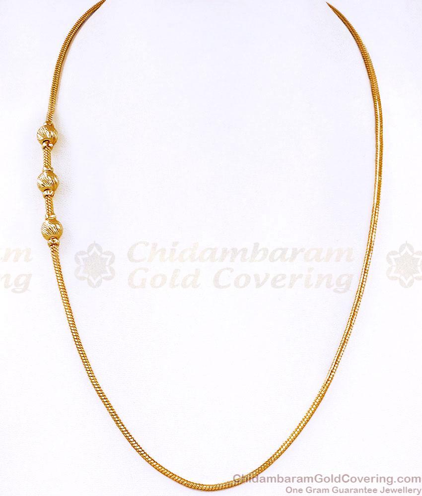 Traditional One Gram Gold Plated Ball Mugappu Chain Without Stone MCH1951 Traditional One Gram Gold Plated Ball Mugappu Chain Without Stone MCH1951