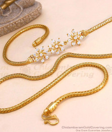 Buy Full White Stone 1 Gram Gold Side Pendant Thali Mugappu Chain MCH1957