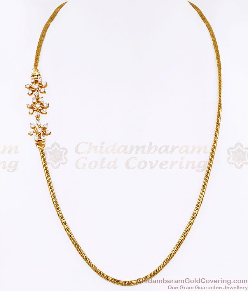 Buy Full White Stone 1 Gram Gold Side Pendant Thali Mugappu Chain MCH1957 Buy Full White Stone 1 Gram Gold Side Pendant Thali Mugappu Chain MCH1957