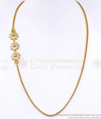 New Arrival Triple Floral White Stone Mugappu Side Pendant Chain MCH1958 New Arrival Triple Floral White Stone Mugappu Side Pendant Chain MCH1958