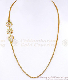 New Arrival Triple Floral White Stone Mugappu Side Pendant Chain MCH1958 New Arrival Triple Floral White Stone Mugappu Side Pendant Chain MCH1958
