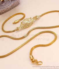 Stylish One Gram Gold Plated Floral Side Pendant Mugappu Without Stone MCH1959