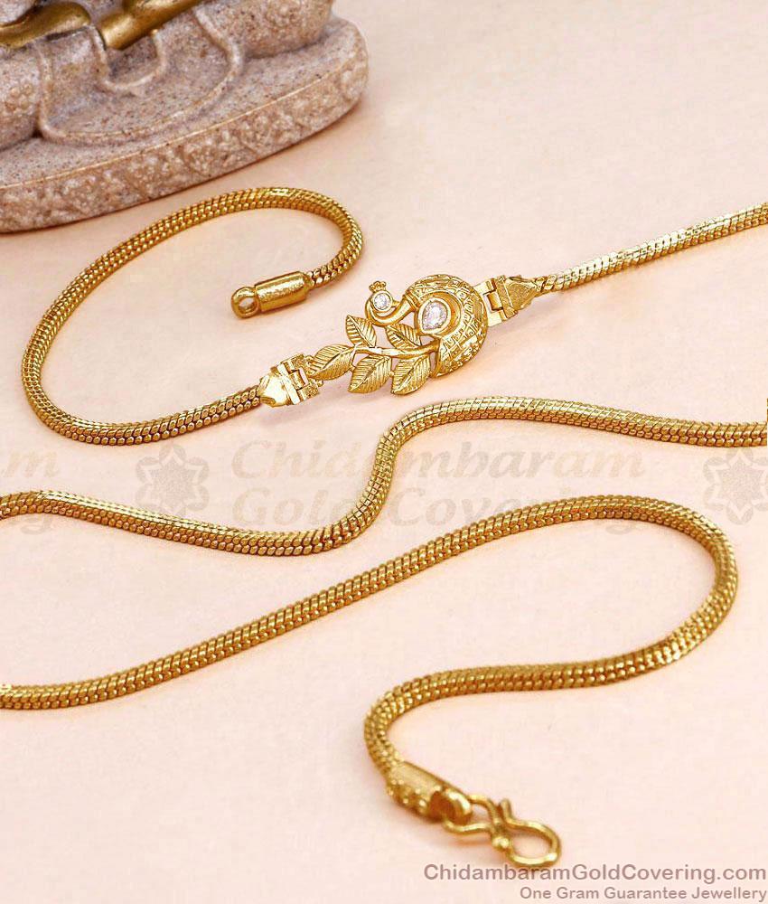 Premium Quality White Stone Peacock Gold Mugappu Thali Chain MCH1967