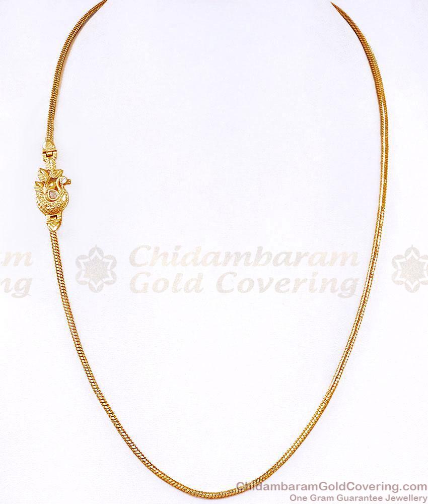 Premium Quality White Stone Peacock Gold Mugappu Thali Chain MCH1967