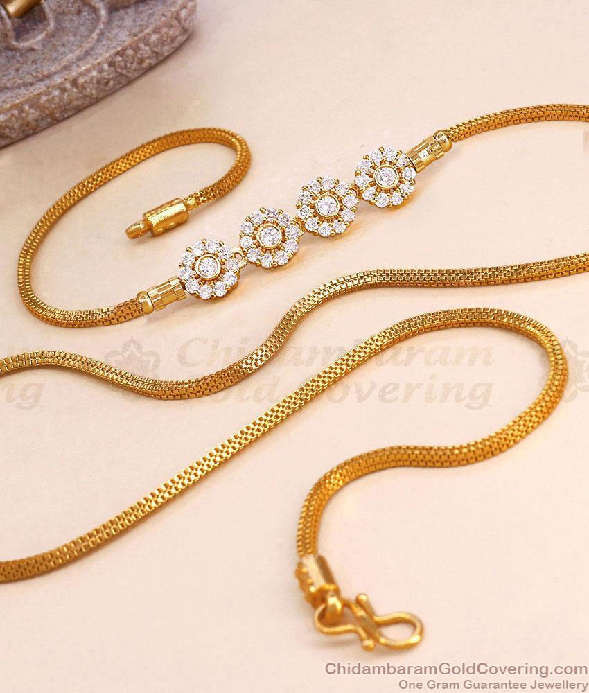 Beautiful Floral Design White Stone Gold Mugappu Thali MCH1969