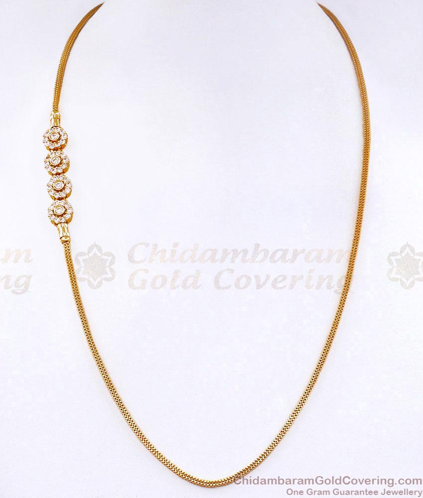 Beautiful Floral Design White Stone Gold Mugappu Thali MCH1969