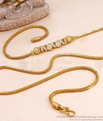 Trendy Ball Type White Stone Spiral Gold Mugappu Thali Chain Online MCH1970