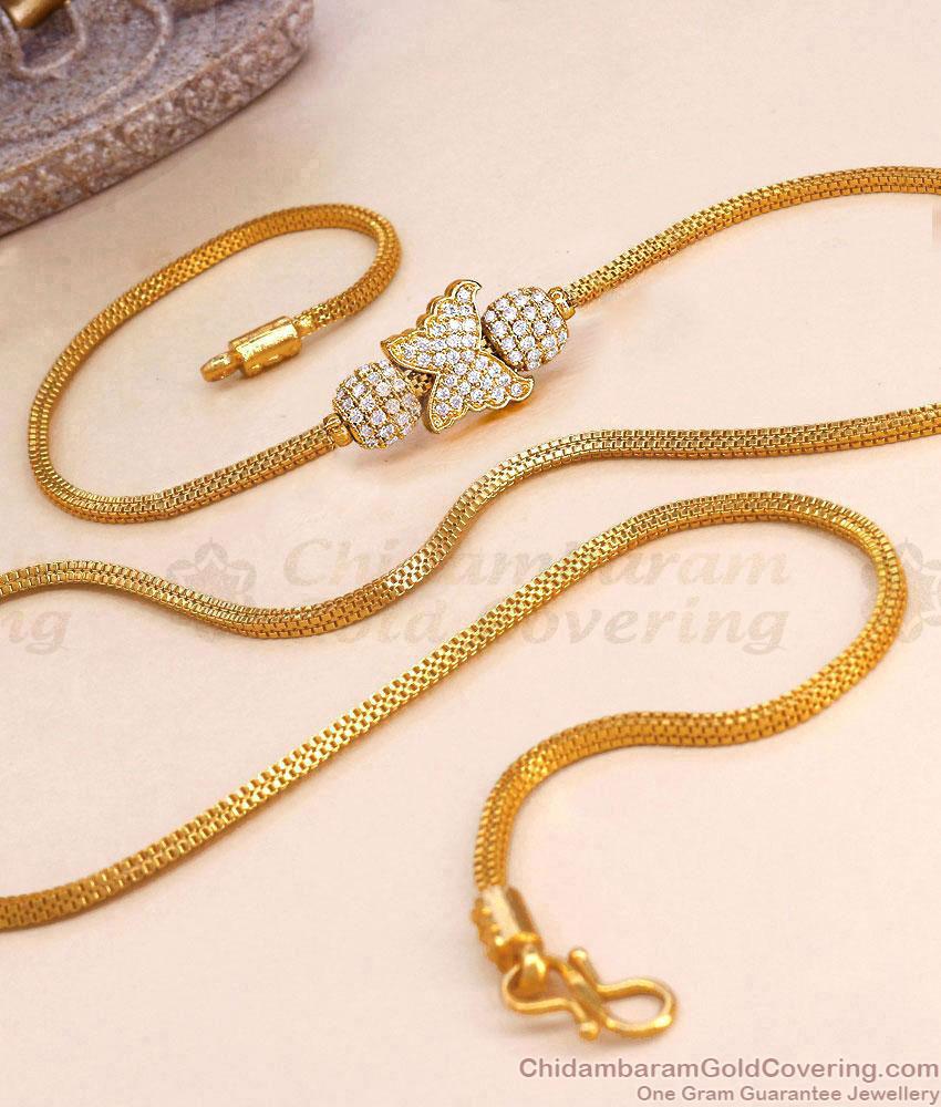Latest Butterfly Design White Stone Ball Mugappu Chain MCH1975 Latest Butterfly Design White Stone Ball Mugappu Chain MCH1975