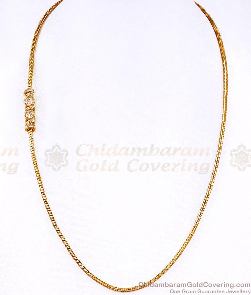 Light Weight 1 Gram Gold Spiral Mugappu Chain With White Stone MCH1977 Light Weight 1 Gram Gold Spiral Mugappu Chain With White Stone MCH1977