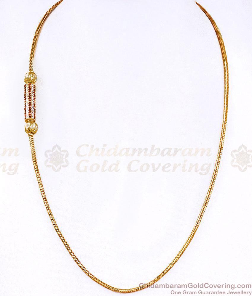 Ruby White Stone Gold Plated Ball Mugappu Thali Chain MCH1978 Ruby White Stone Gold Plated Ball Mugappu Thali Chain MCH1978