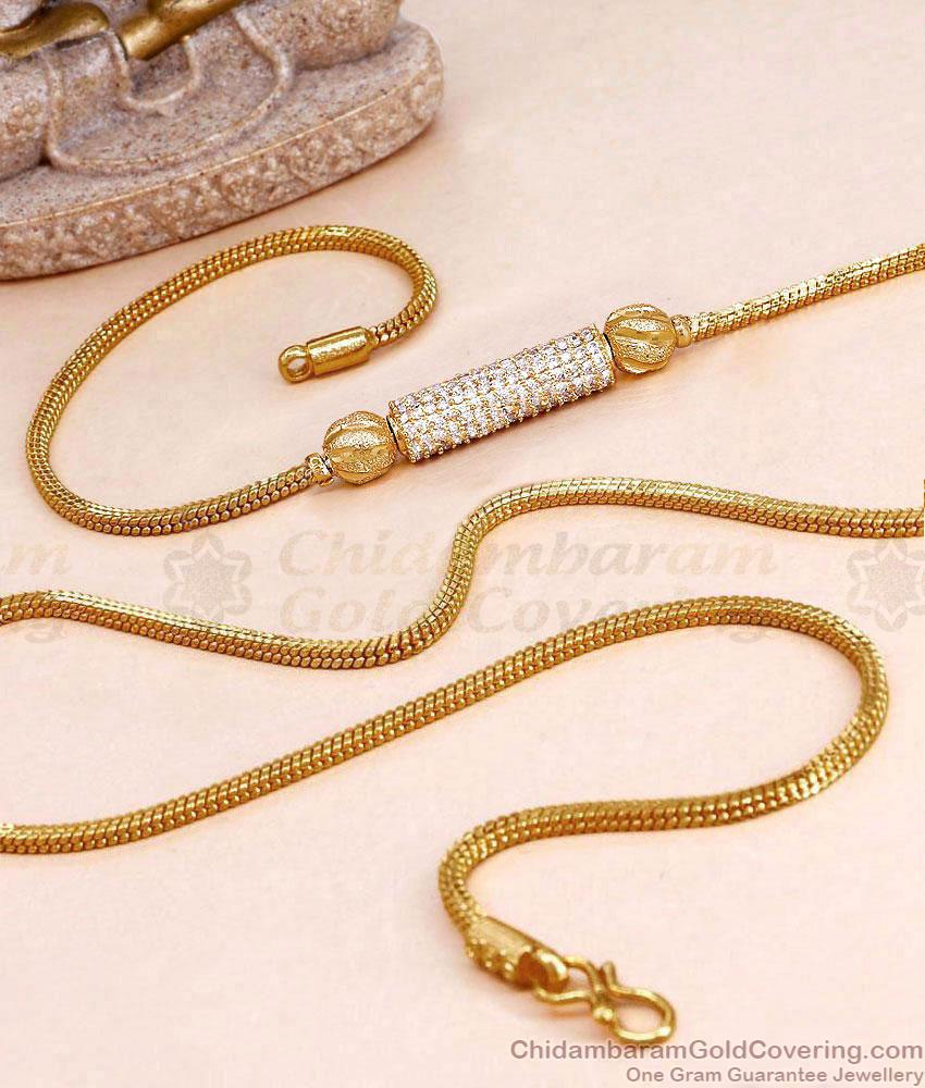 Beautiful White Stone Ball Mugappu Thali Chain Online MCH1979