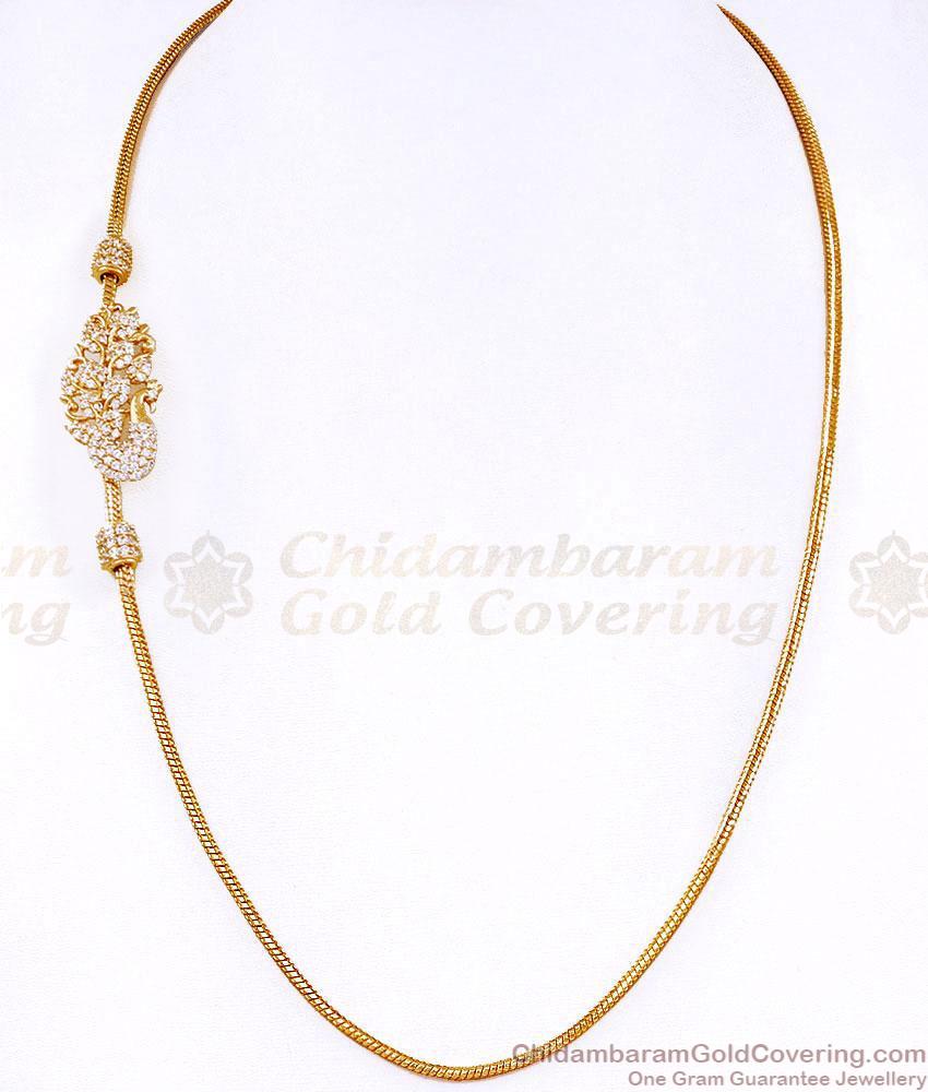 High Quality White Stone Peacock Ball Mugappu Gold Thali Chain MCH1982