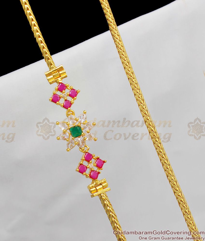 Traditional Multi Color Stone Mopu Side Pendant Chain For Women Daily Wear MCH203