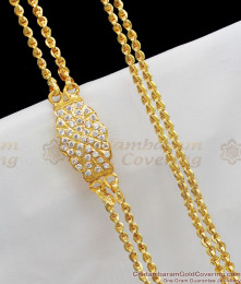Impon Dollar Traditional Two Line White Stone Mugappu Chain For Women MCH221