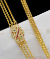 Traditional Peacock Impon Three Line Mugappu Chain With Stones Side Pendant Designs MCH225 Traditional Peacock Impon Three Line Mugappu Chain With Stones Side Pendant Designs MCH225