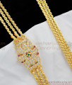 Traditional Impon Three Line Mugappu Chain With Stones Side Pendant Designs MCH234