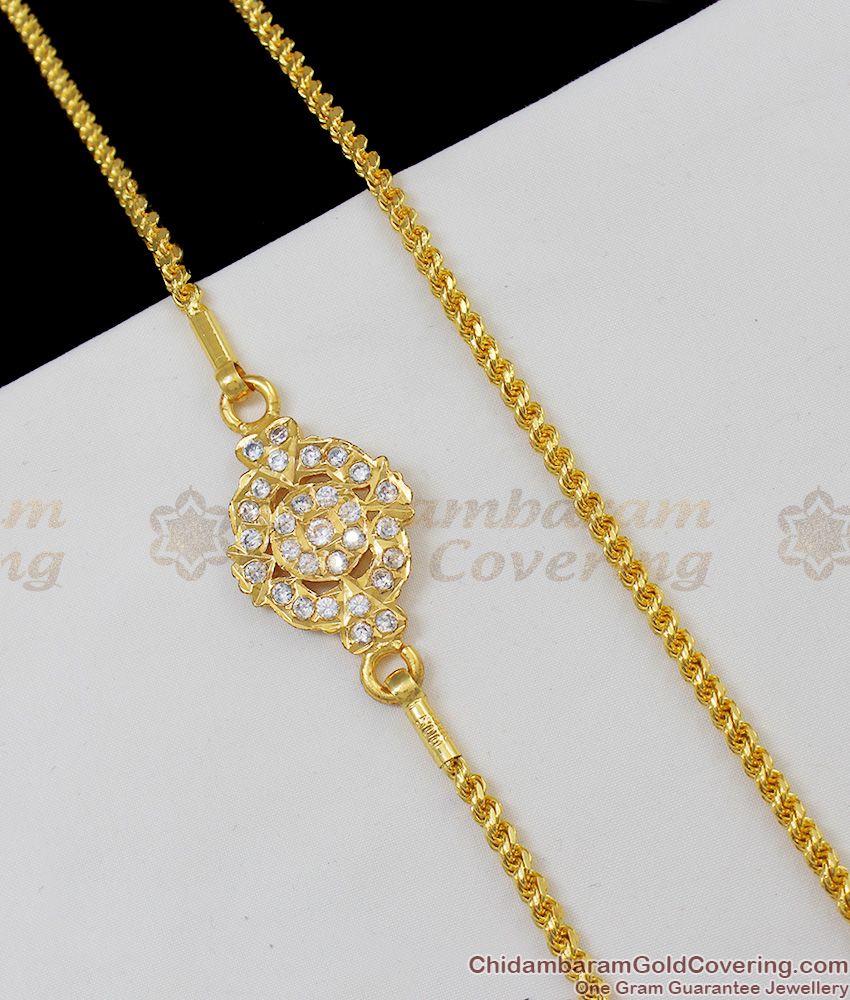 Simple Flower Dollar With White Stone Impon Gold Mugappu Thali Kodi Daily Wear MCH238 Simple Flower Dollar With White Stone Impon Gold Mugappu Thali Kodi Daily Wear MCH238