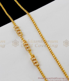 Full AD White Stone Three Spiral Design Mopu Thali Kodi For Married Womens MCH249