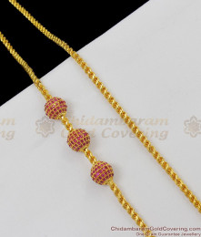 30 Inches Traditional Three Balls Ruby Stone Mopu Thali Saradu Collections Online MCH318