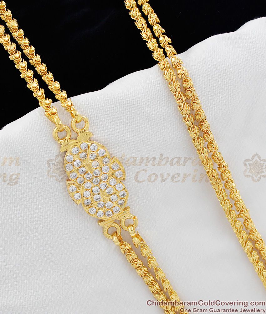 Two Line Impon Gold Mugappu Thali Chain For Womens Traditional Collection MCH268