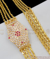 South Traditional Pink And White Stone Big Side Pendant Gold Panchaloga Chain MCH303