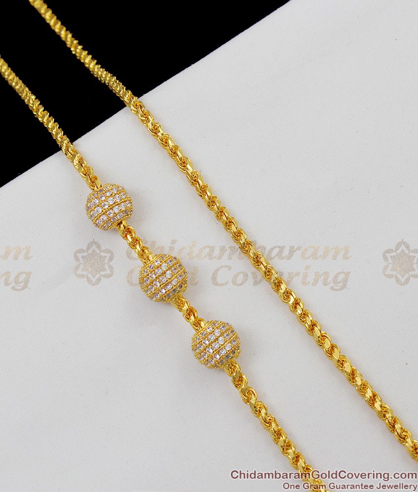 Full White Stone Three AD Ball Design Mopu Chain For Ladies MCH319