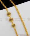30 Inches Long Black Beaded Three Balls Gold Plated Thick Mugappu Chain For Ladies MCH323