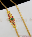 Multicolor Kemp Stone One Side Dollar Mogappu Side Pendant Gold Chain MCH337