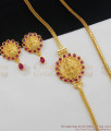 Double Color Kemp Stone Lakshmi Design Gold Side Pendant Jewelry With Earrings MCH344