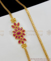 Marvelous Ruby Kemp Stone Flower Side Pendant Gold Chain MCH345